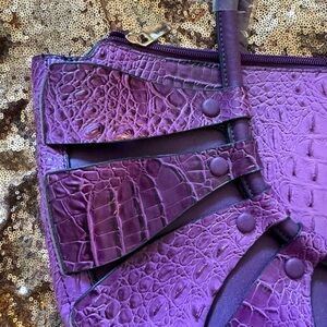 Purple Croc-Textured Purse